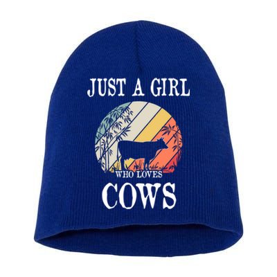 Just A Girl Who Loves Cows Cute Gift Short Acrylic Beanie