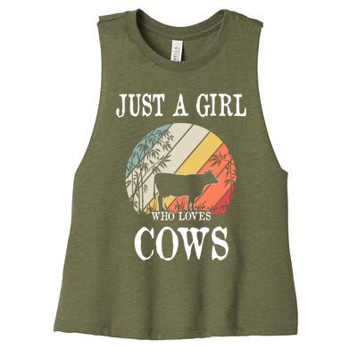 Just A Girl Who Loves Cows Cute Gift Women's Racerback Cropped Tank