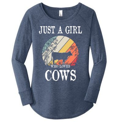 Just A Girl Who Loves Cows Cute Gift Women's Perfect Tri Tunic Long Sleeve Shirt