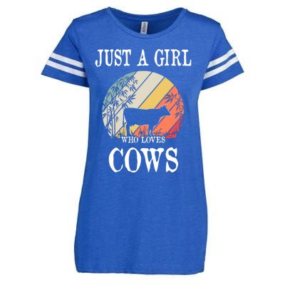 Just A Girl Who Loves Cows Cute Gift Enza Ladies Jersey Football T-Shirt