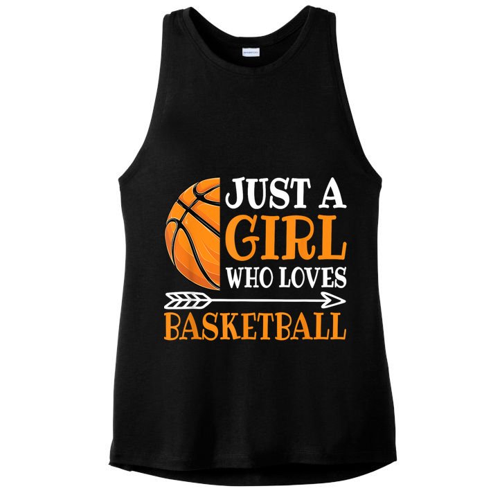 Just A Girl Who Loves Basketball Funny Basketball Player Ladies PosiCharge Tri-Blend Wicking Tank