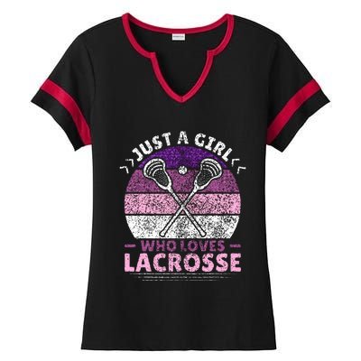 Just A Girl Who Loves Lacrosse Player Ladies Halftime Notch Neck Tee