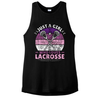 Just A Girl Who Loves Lacrosse Player Ladies PosiCharge Tri-Blend Wicking Tank