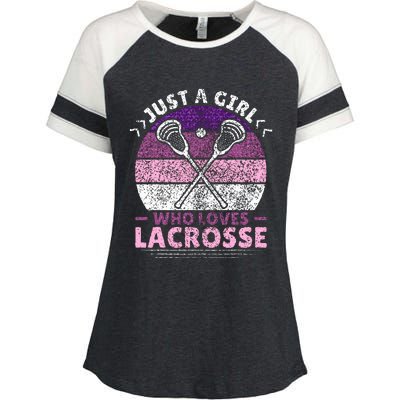 Just A Girl Who Loves Lacrosse Player Enza Ladies Jersey Colorblock Tee