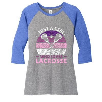 Just A Girl Who Loves Lacrosse Player Women's Tri-Blend 3/4-Sleeve Raglan Shirt