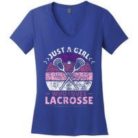 Just A Girl Who Loves Lacrosse Player Women's V-Neck T-Shirt