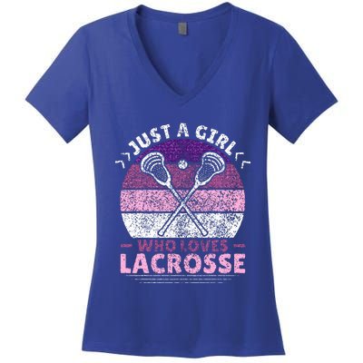 Just A Girl Who Loves Lacrosse Player Women's V-Neck T-Shirt