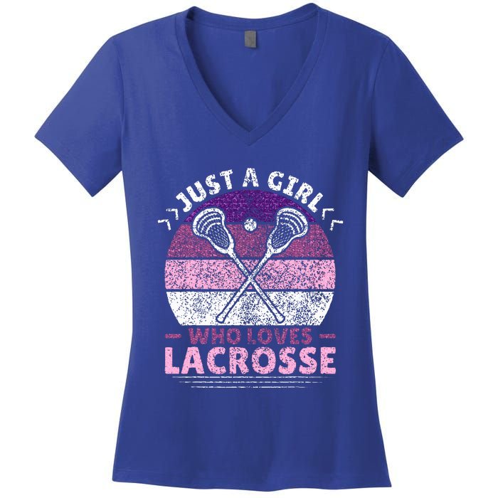 Just A Girl Who Loves Lacrosse Player Women's V-Neck T-Shirt