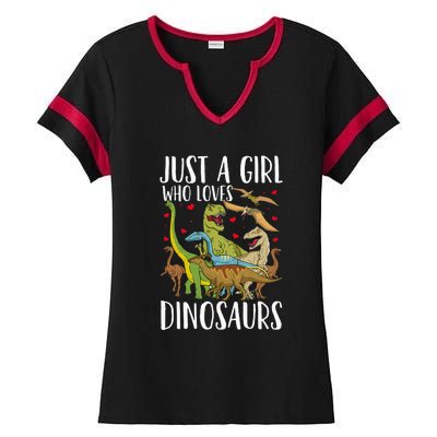 Just A Girl Who Loves Dinosaurs Brachiosaurus Ladies Halftime Notch Neck Tee