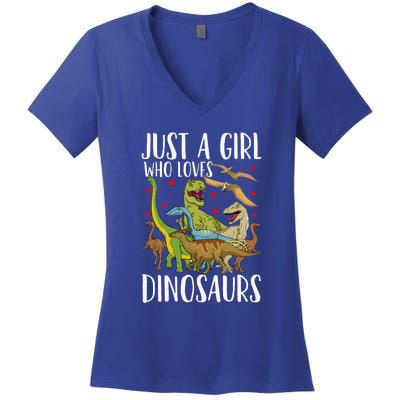 Just A Girl Who Loves Dinosaurs Brachiosaurus Women's V-Neck T-Shirt