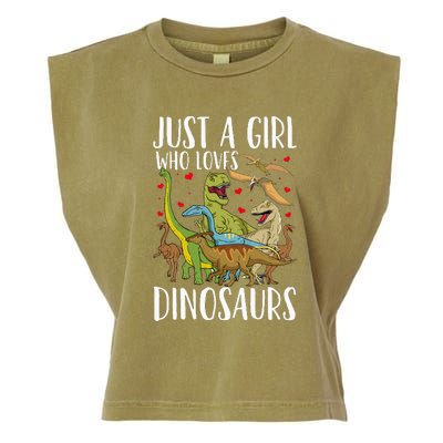 Just A Girl Who Loves Dinosaurs Brachiosaurus Garment-Dyed Women's Muscle Tee