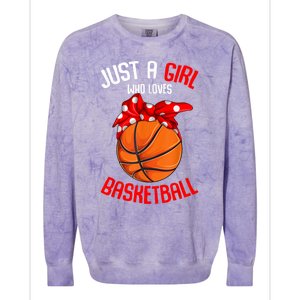 Just A Girl Who Loves Basketball Colorblast Crewneck Sweatshirt