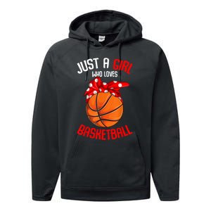 Just A Girl Who Loves Basketball Performance Fleece Hoodie