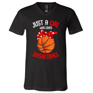 Just A Girl Who Loves Basketball V-Neck T-Shirt