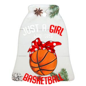 Just A Girl Who Loves Basketball Ceramic Bell Ornament