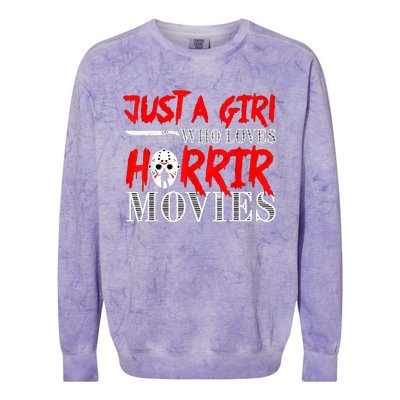 Just A Girl Who Loves Horror Movies Design Halloween Costume Colorblast Crewneck Sweatshirt