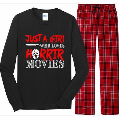 Just A Girl Who Loves Horror Movies Design Halloween Costume Long Sleeve Pajama Set