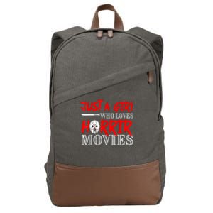 Just A Girl Who Loves Horror Movies Design Halloween Costume Cotton Canvas Backpack