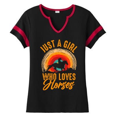 Just A Girl Who Loves Horses Ladies Halftime Notch Neck Tee