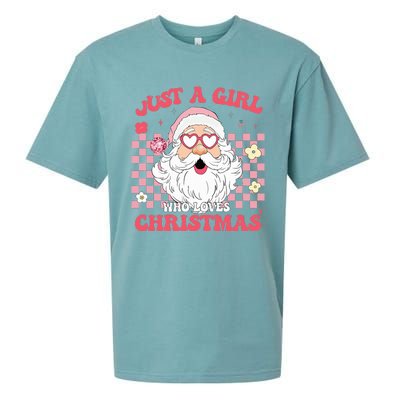 Just A Girl Who Loves Christmas Xmas Creative Funny Santa  Sueded Cloud Jersey T-Shirt