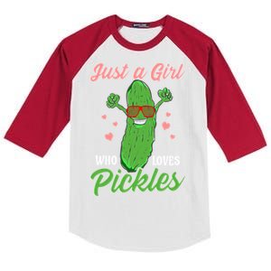 Just A Girl Who Loves Pickles Cute Pickle Food Party Cool Gift Kids Colorblock Raglan Jersey