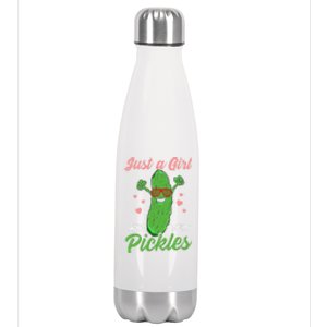 Just A Girl Who Loves Pickles Cute Pickle Food Party Cool Gift Stainless Steel Insulated Water Bottle