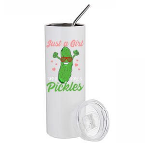 Just A Girl Who Loves Pickles Cute Pickle Food Party Cool Gift Stainless Steel Tumbler