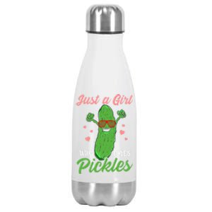 Just A Girl Who Loves Pickles Cute Pickle Food Party Cool Gift Stainless Steel Insulated Water Bottle