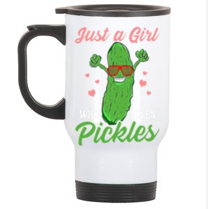 Just A Girl Who Loves Pickles Cute Pickle Food Party Cool Gift Stainless Steel Travel Mug