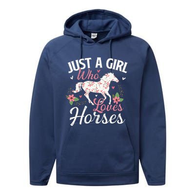 Just A Girl Who Loves Horses Horse Animal Lover Horseman Performance Fleece Hoodie