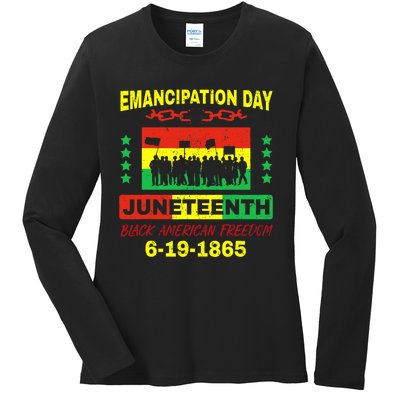 Juneteenth American Grown With African Roots Ladies Long Sleeve Shirt