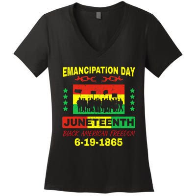 Juneteenth American Grown With African Roots Women's V-Neck T-Shirt