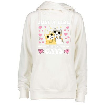 Just A Girl Who Loves Cats Womens Funnel Neck Pullover Hood