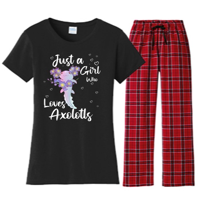 Just A Girl Who Loves Axolotls Women's Flannel Pajama Set