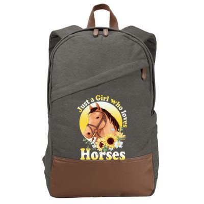 Just A Girl Who Loves Horses Riding Cotton Canvas Backpack