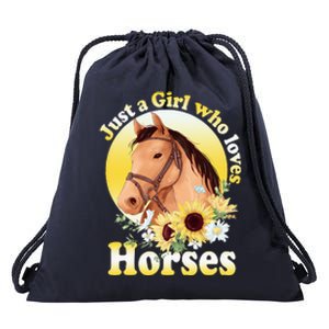 Just A Girl Who Loves Horses Riding Drawstring Bag