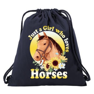 Just A Girl Who Loves Horses Riding Drawstring Bag