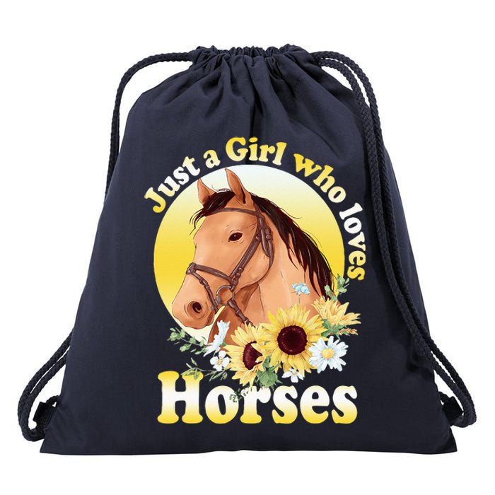 Just A Girl Who Loves Horses Riding Drawstring Bag