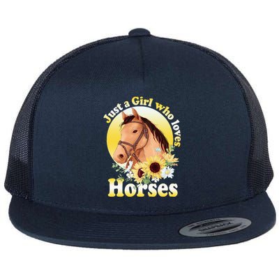 Just A Girl Who Loves Horses Riding Flat Bill Trucker Hat