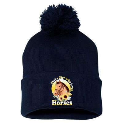 Just A Girl Who Loves Horses Riding Pom Pom 12in Knit Beanie