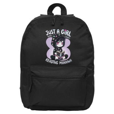 Just A Girl Who Loves Reading Manhwa Gothic Kawaii Emo Goth 16 in Basic Backpack