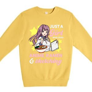 Just A Girl Who Loves Anime, Ra And Sketching Kawaii Premium Crewneck Sweatshirt