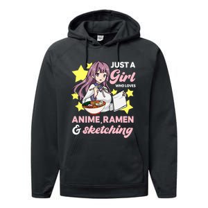 Just A Girl Who Loves Anime, Ra And Sketching Kawaii Performance Fleece Hoodie