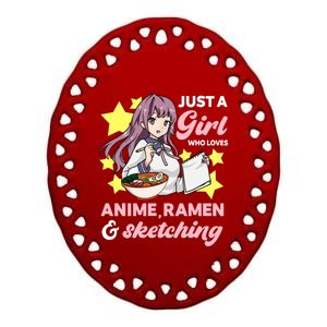 Just A Girl Who Loves Anime, Ra And Sketching Kawaii Ceramic Oval Ornament