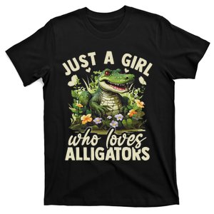 Just A Girl Who Loves Alligator Aesthetic Flower T-Shirt