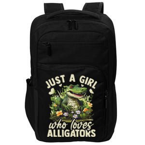 Just A Girl Who Loves Alligator Aesthetic Flower Impact Tech Backpack