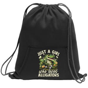 Just A Girl Who Loves Alligator Aesthetic Flower Sweatshirt Cinch Pack Bag