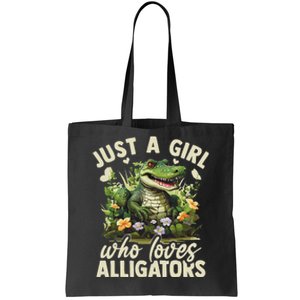 Just A Girl Who Loves Alligator Aesthetic Flower Tote Bag