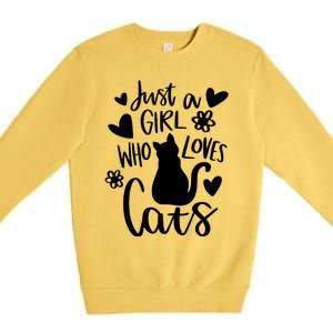 Just A Girl Who Loves Cats Cat Girl Premium Crewneck Sweatshirt