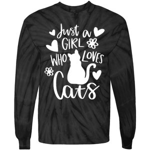 Just A Girl Who Loves Cats Cat Girl Tie-Dye Long Sleeve Shirt